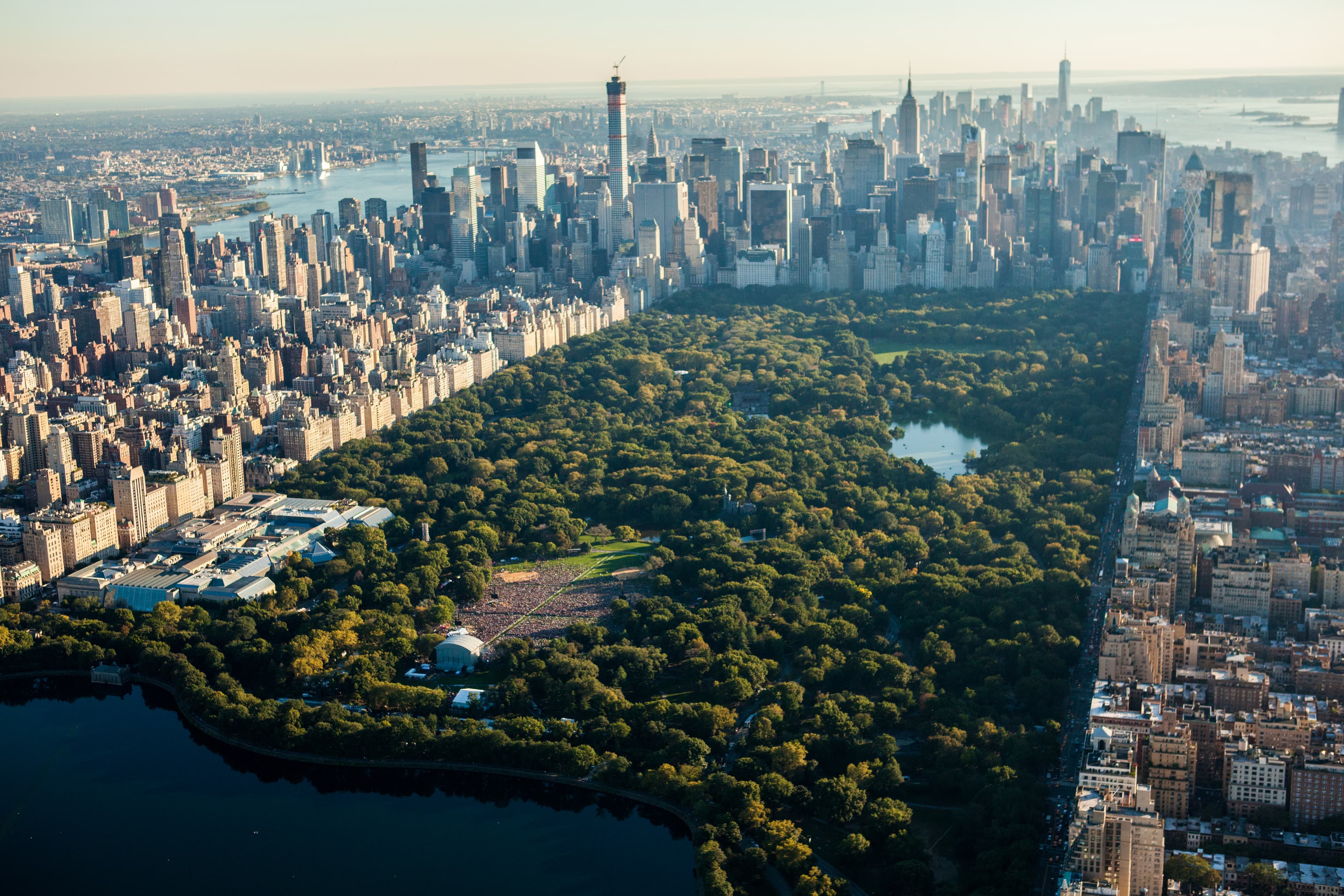 Central Park from the air, one block east of 117 West 70th Street